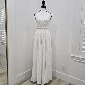 Shein White Maxi Summer Dress Open Back Size 4